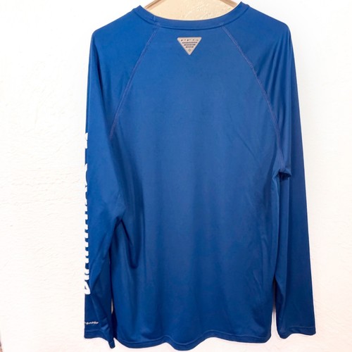 Columbia PFG Fishing Shirt Long Sleeve Performance Tee Blue Men's Medium - Picture 2 of 4