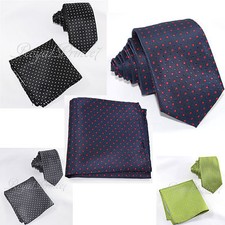Polka Dots Skinny Slim 2.75" Neck Tie And Pocket Square Hankie Party Formal Prom