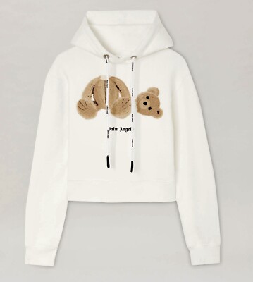 Palm Angels Women White PALM BEAR HOODIE Size M BNWT UK