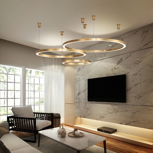 Lámpara colgante de aluminio circular luces LED para estudio comedor | eBay