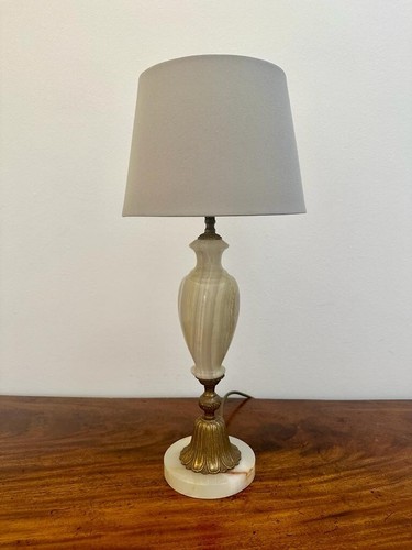 VINTAGE ONYX MARBLE BRASS TABLE LAMP, WIRED, LARGE, 42 CM HIGH - 第 4/6 張圖片