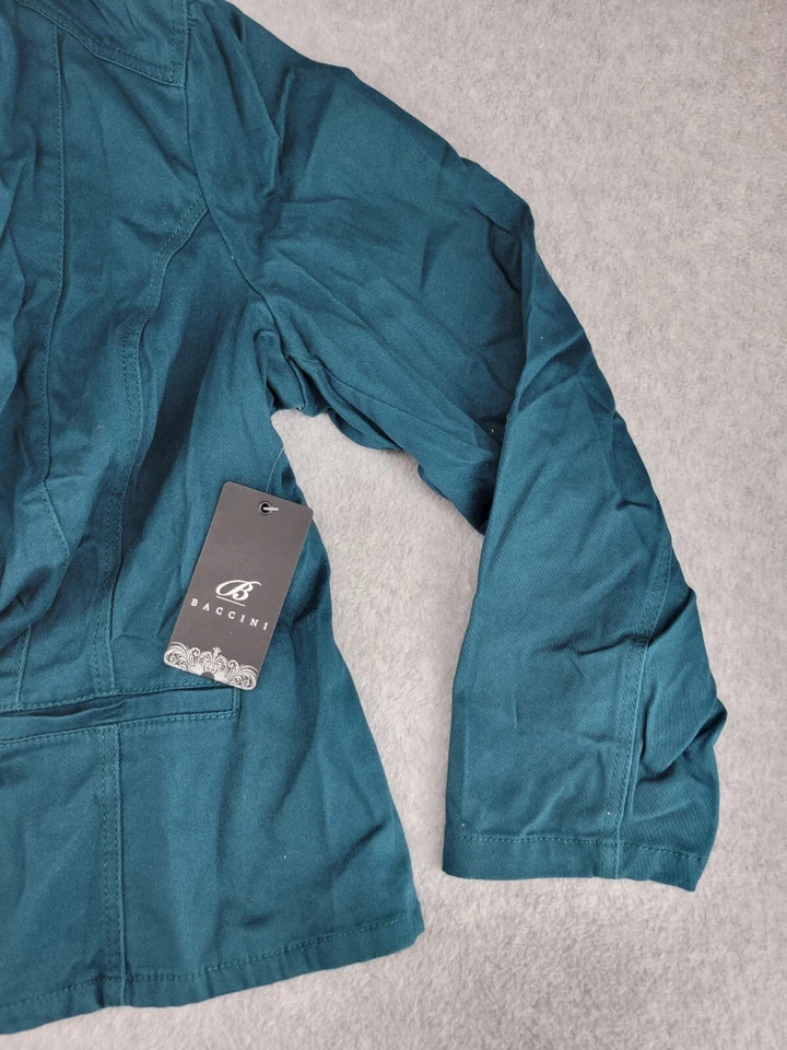 Chaqueta Blazer Baccini Mujer 14/16 Azul Verde Sencillo Elastizada - Tiene Etiquetas Foto 4 de 4