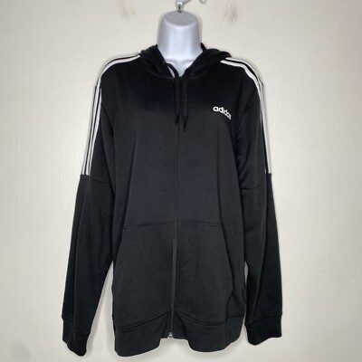 Adidas Climalite Hoodie Sweatshirt Men's Med Full Zip Black