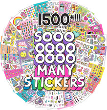   1500 Sticker Book by , Fun Craft Stickers, Cute Gifts for Girls Kids Teens Adu