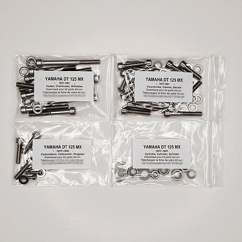 Kit vis inox DT125 pour moteur Yamaha Enduro 1977-1991, visserie de qualité supérieure Allen