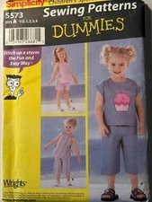  Uncut Size 1/2-4 Toddlers Tops, Capri Pants & Shorts Pattern, Simplicity 5573