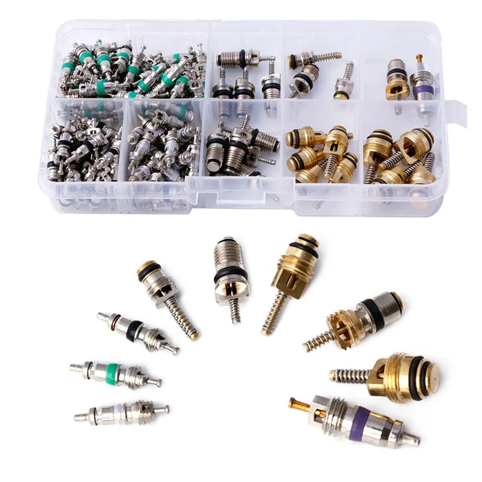 134Pcs R134a A/C Car Air Conditioner Valve Core Assortment Tools Replacement Kit - Image 2 of 4
