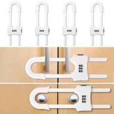 4 Packs U-Shaped Sliding Cabinet Locks, Baby Proofing Cabinets with Adjustable