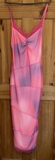 Pretty Little Thing Womens Pink Ruched Midi Dress Size 10 New With Tags 2024 UK~
