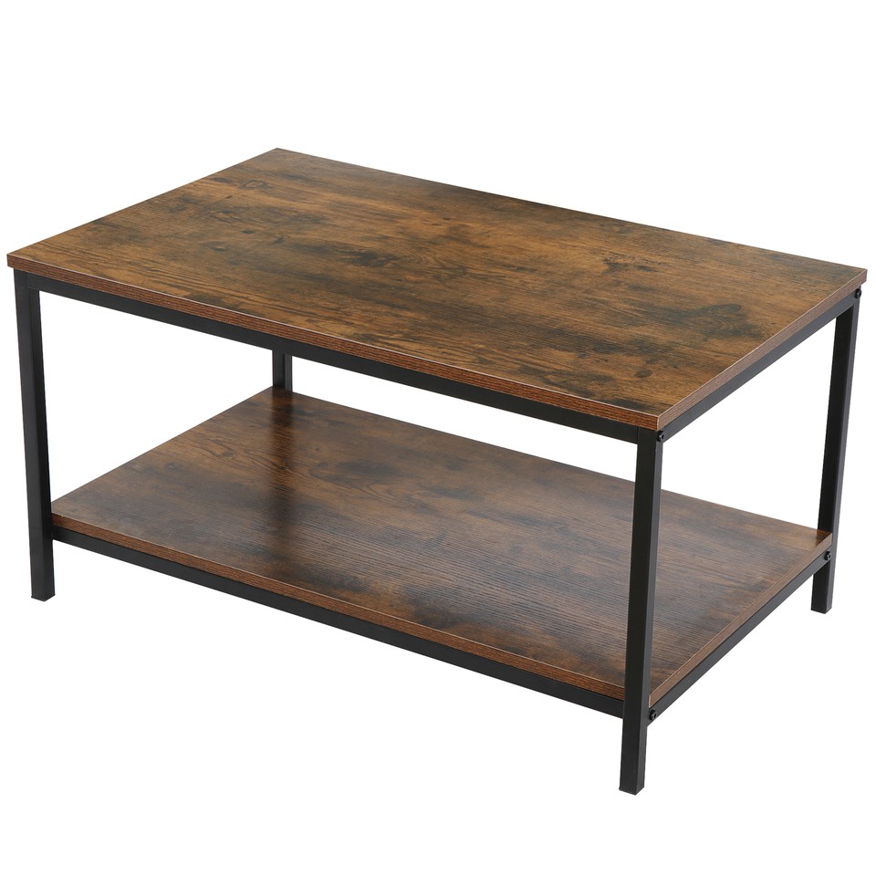 Coffee Table Industrial Vintage Cocktail Table with Storage Shelf for ...