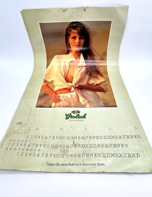 1988 Grolsch Lager Beer Poster Girl Calendar 18x26 Sexy Woman Bar