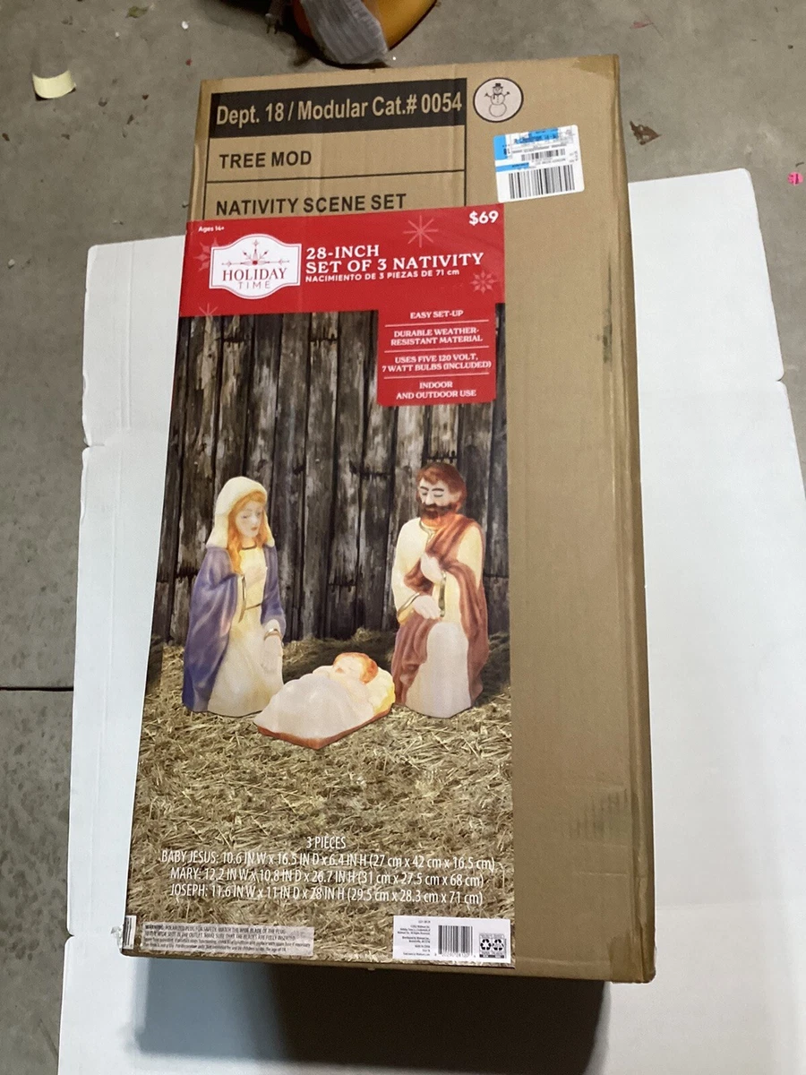 Nativity Holiday Time 3 Piece Blow Mold Lighted 28