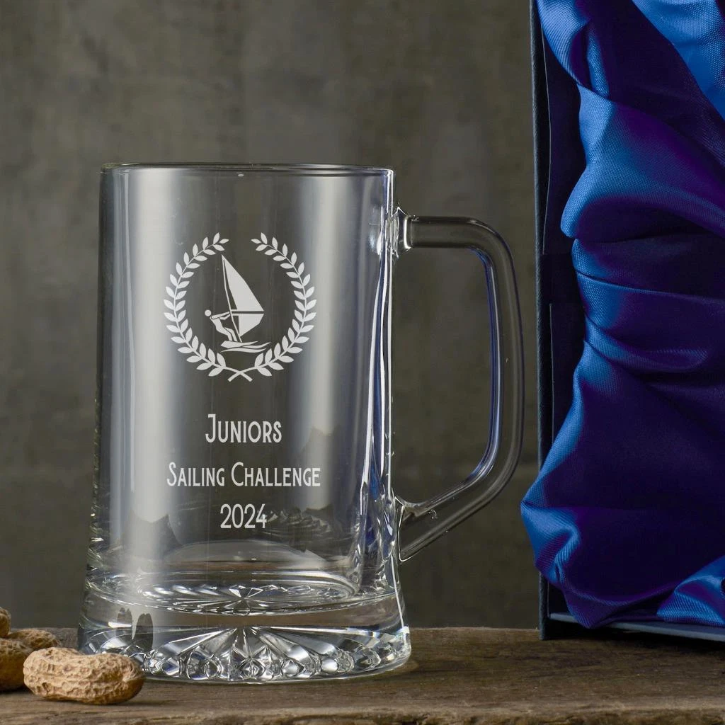 Personalised Engraved Beer Mug – 0.5L Glass, Dishwasher Safe, Perfect Gift