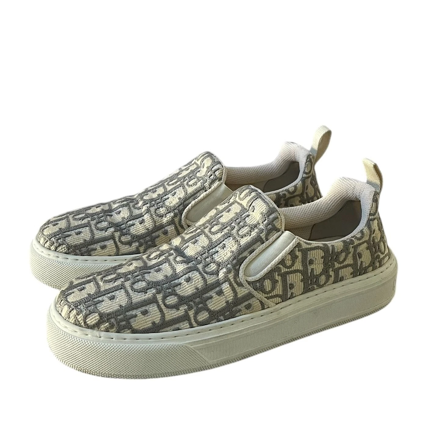Baskets Dior Solar Skate à enfiler oblique jacquard gris blanc pointure 39 chaussures
