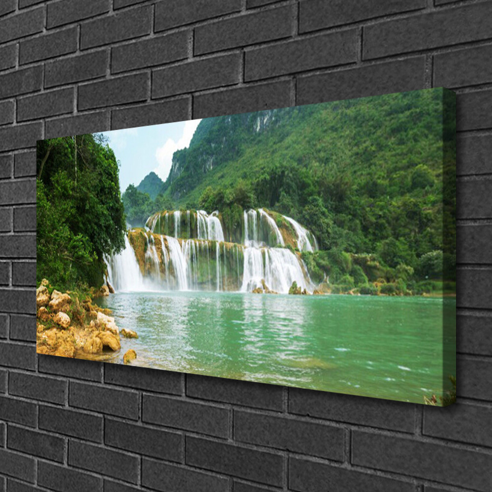 Chute d'eau paysage tableau sur toile déco 100x50 cm pour agrandir une pièce sombre