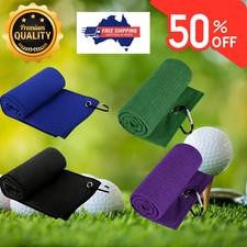 Golf Towel Waffle Pattern Cotton With Carabiner Cleaning Towels 4xPack 40x60cm