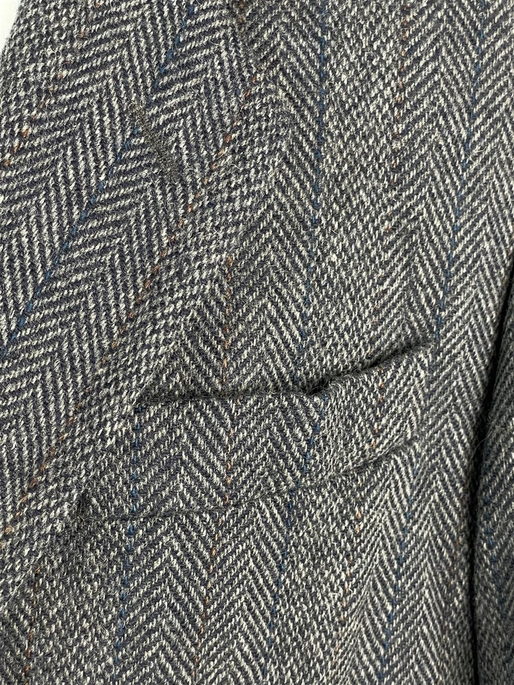 Chaqueta Blazer De Colección John Weitz 42R Gris 100% Lana Tweed Espiga Rayas 2Btn Foto 3 de 4