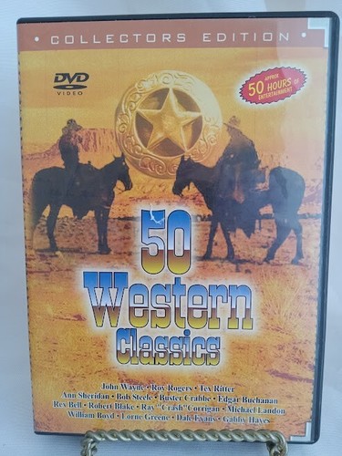 6 Vtg DVD Discs 50 Western Classic Movies John Wayne Roy Rodgers Tex ...