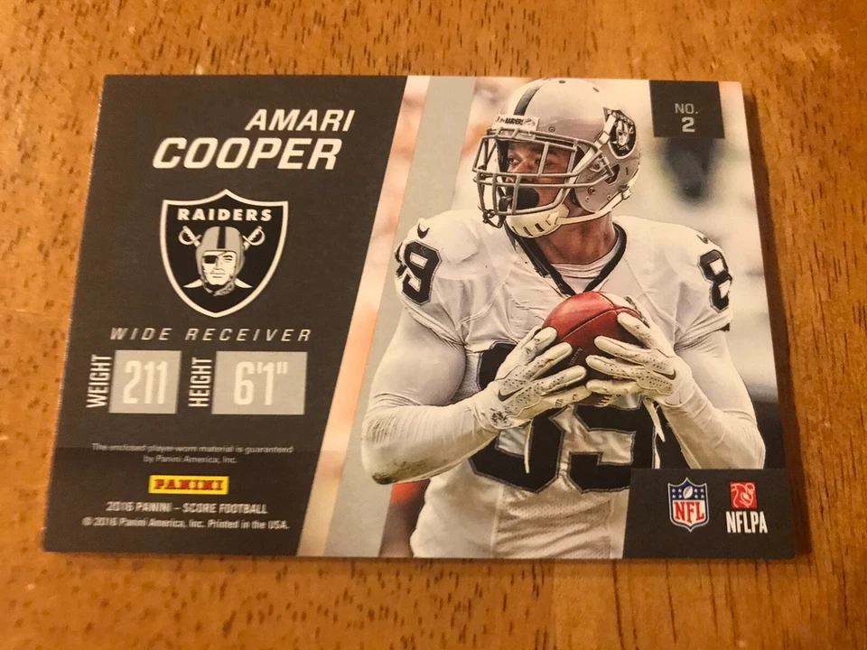 AMARI COOPER 2016 PANINI SCORE JUMBO JERSEY SICK PATCH #d 6/10! - Image 3 of 3