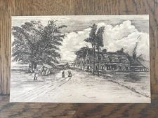 Bowne House Flushing New York Old Print from Phelps Stokes Collection