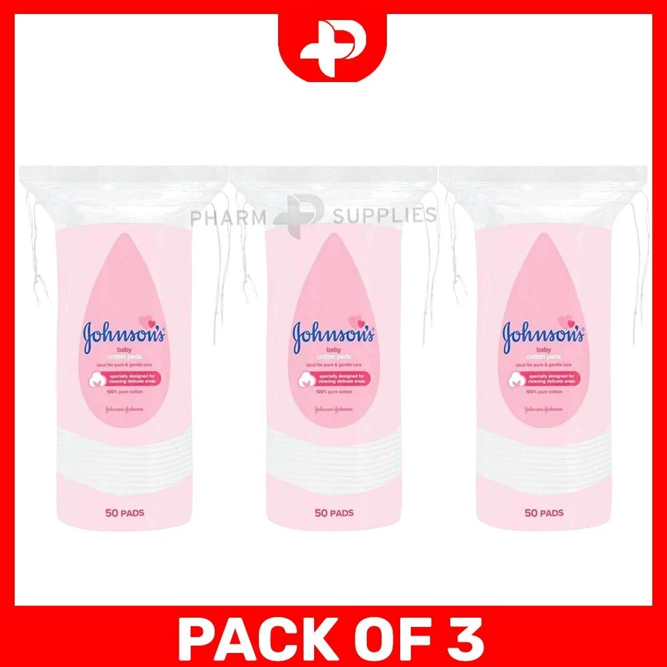 JOHNSON & JOHNSON Johson's Baby Cotton Pads 50's Ideal For Pure & Gentle Care Pack of 3