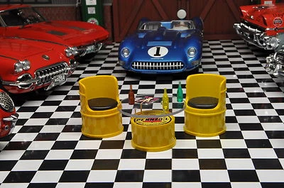 DIORAMAFREAK Öl Fass Tisch Club Sessel Chill Out Werkstatt Diner Diorama Deko Zubehör 1/18