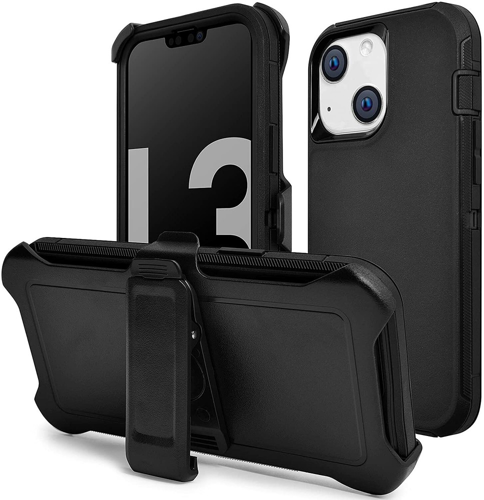 For iPhone 13 Pro Max Mini Defender Case Glass Protector & Clip Fit Outerbox