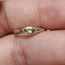 Natural Marquise Peridot Ring 925 Sterling Silver Ring Genuine Ring