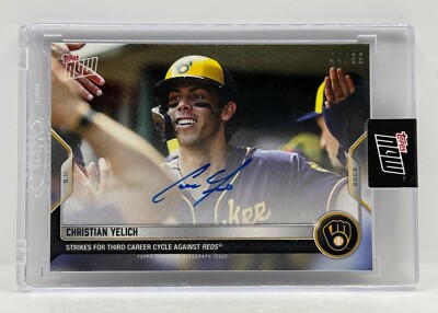 CHRISTIAN YELICH Signed 2023 Topps Now #167A Brewers Autographed 3rd Cycle 44/99
