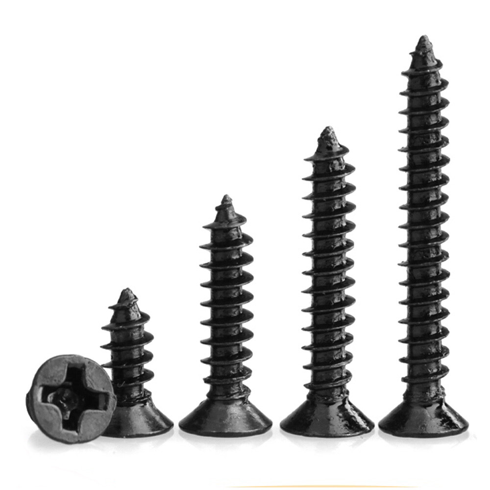 M1M3 Countersunk/Flat Head Phillips SelfTapping Screws Black Zinc Wood Screw eBay
