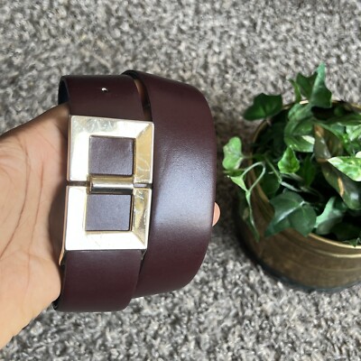Vintage Cipriani Brown Leather Waist Belt Gold Buckle Design  display picture 1