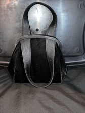 Valerie Stevens Elegant Evening Bag Velvet Black Satin Lining Kiss Closure