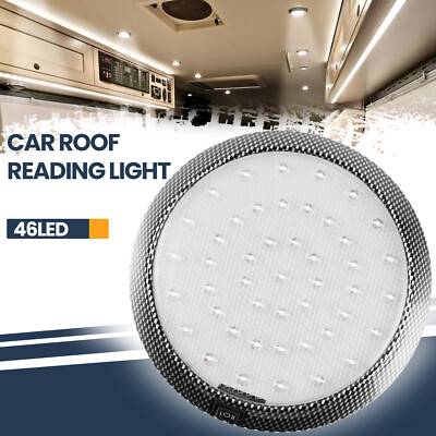 12V White 46LED Car Auto Round Dome Roof Ceiling Light Interior Bright White DC