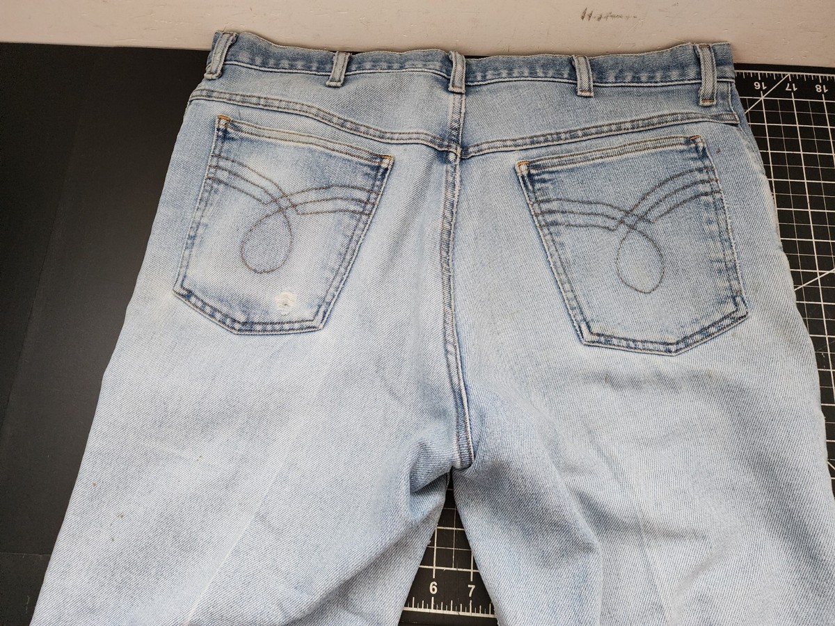 Vintage Light Wash Denim Jeans Distressed Stained Damaged