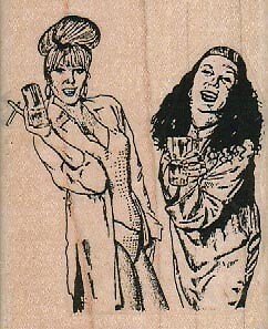 Party Girls 2 1/2 x 3'' Rubber Stamp, Women Stamp, People Stamp