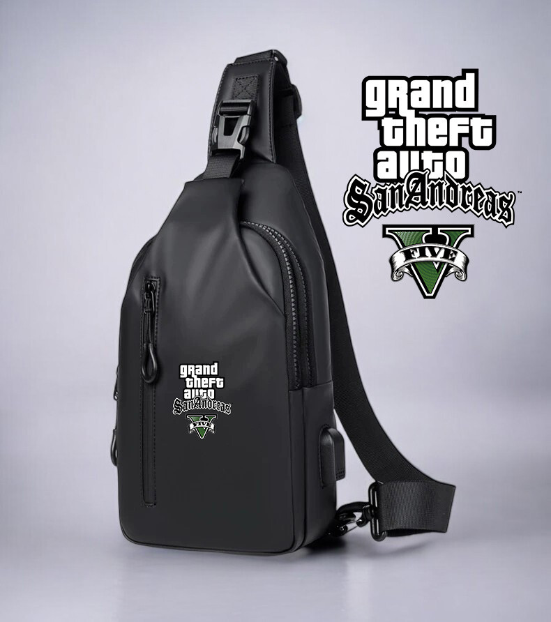 GTA V Sling Crossbody Backpack with USB, AntiSCRACH 