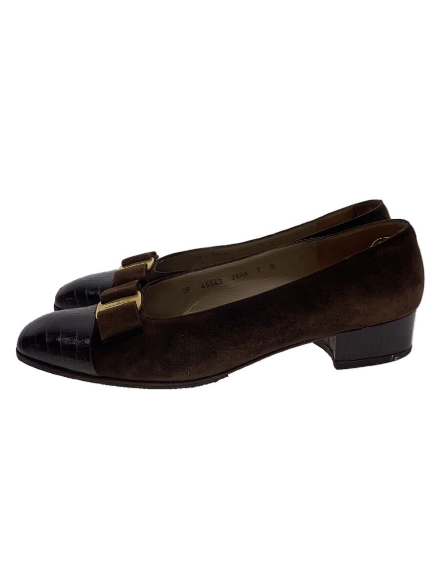 Salvatore Ferragamo Pumps Brown Leather Size 7.5/25.5cm Used