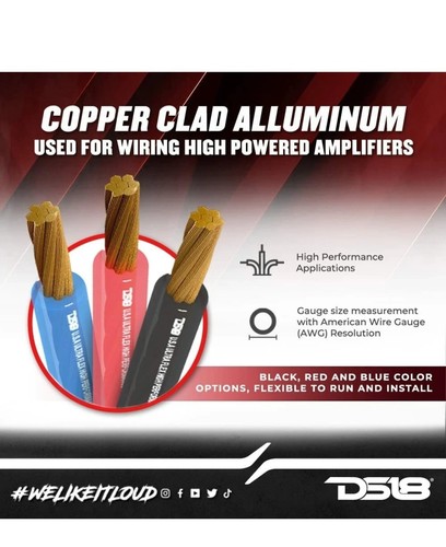 DS18 PW-4GA-100RD 4 Gauge 100 Feet Power Cable (Red) - Picture 2 of 3