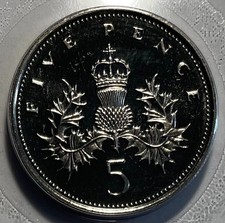 Great Britain 5 Pence 1989 - Scotland Thistle Plant - Brilliant Uncirculated