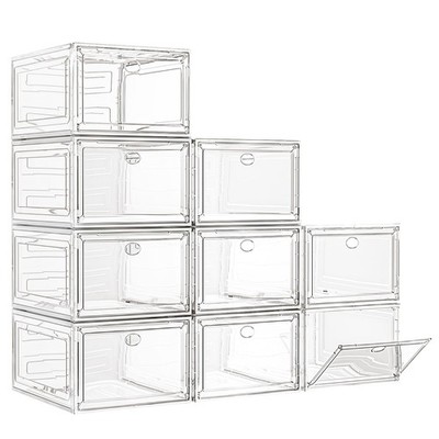 Large Clear Shoe Boxes Organizer【Thicker Material】 Stronger Shoe Box with Mag...
