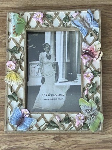Butterflies Picture Frame Lattice Floral Multicolor Spring Thick Frame Square - Picture 1 of 6