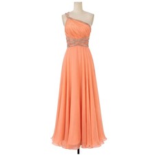 Sherri Hill Blush One Shoulder Beaded Chiffon Prom Formal Gown Size 6