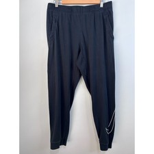 Nike Mens Dri-FIT Black Tapered Joggers Large Swoosh Logo Sweatpants Size L
