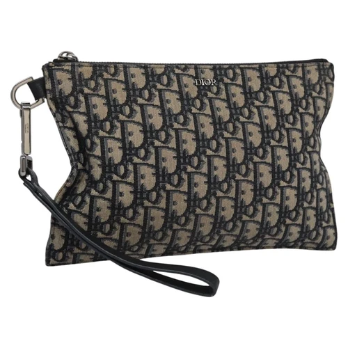 Sac pochette toile Dior Trotter bleu marine authentique