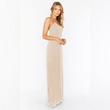 Show Me Your Mumu Gala Gown Long Nude Sequin Beaded Prom Evening Dress XS