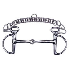 English Saddle Horse 5" Jointed Snaffle Kimberwick Bit w/ Curb Chain Stainless