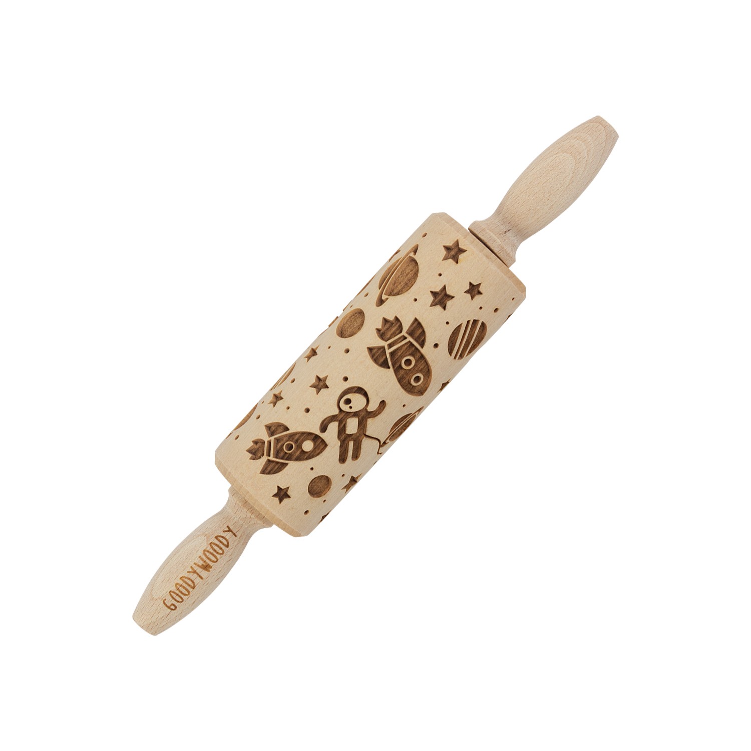 Roulette à pâtisserie en bois de hêtre cosmos 23,5 cm pour biscuits