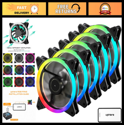 120mm RGB LED Case Fans - Quiet High Airflow PC Cooling Fans - 5 Pack