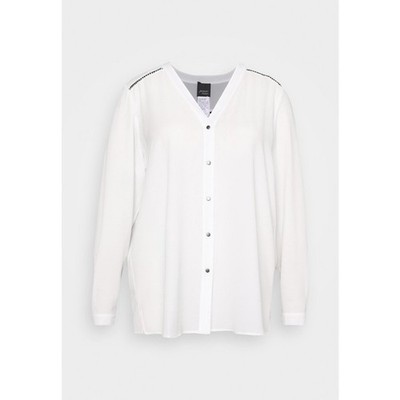 NWT Marina Rinaldi White Button Up Chain Blouse 31/US 22 Neutral Career Capsule