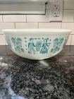 Pyrex Butterprint 404 Large Mixing Bowl White With Turquoise